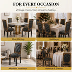 Dining Chair Covers Stretch Fit Washable Baroque Print Gold Accents