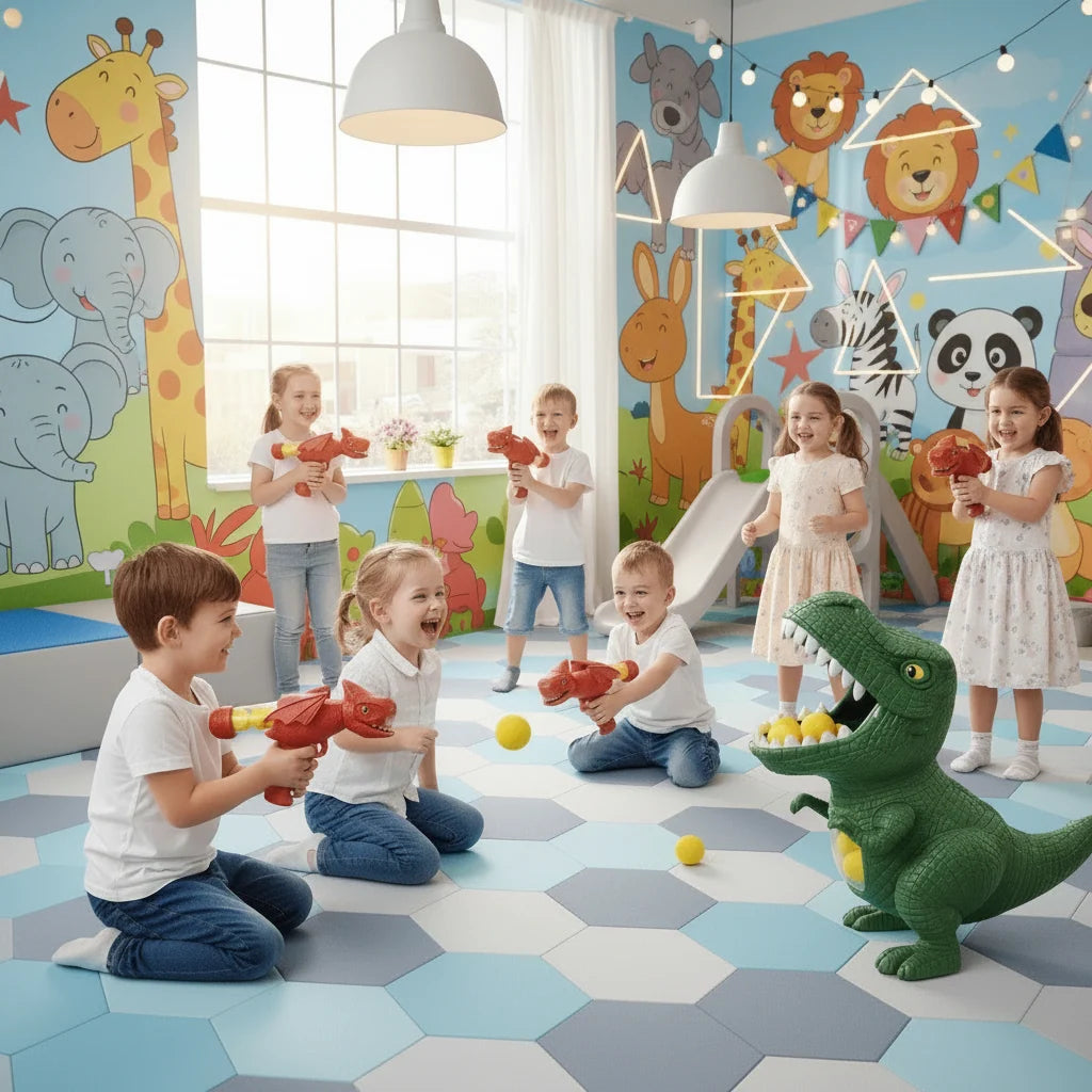 Dinosaur Shooting Game Soft Foam Ball Blaster Target Included
