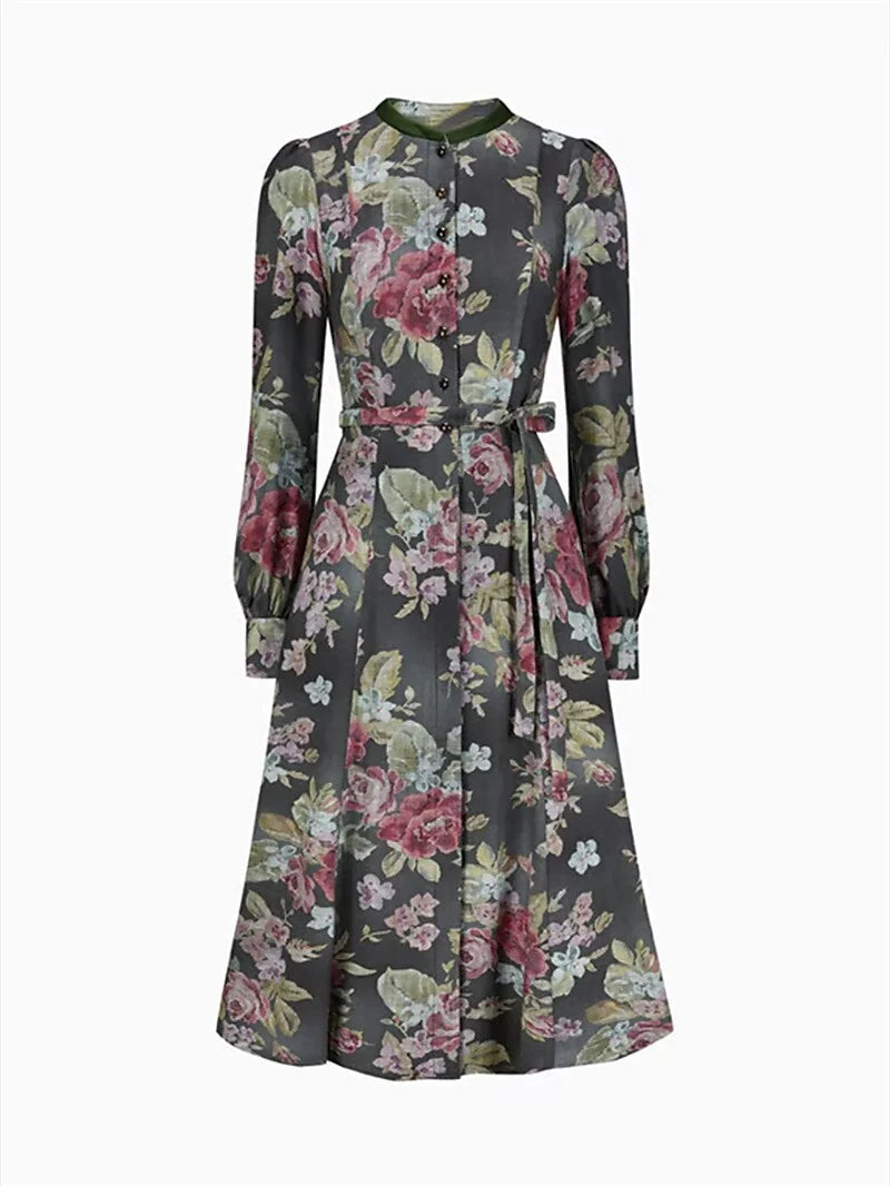 Dirndl Dress Floral Print Pleated Apron Included