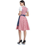 Dirndl Dress Lace-Up Bodice With Apron & Puff Sleeves