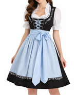 Dirndl Dress Set Three-Piece with Blouse and Apron Front Lace-Up Bodice