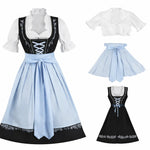 Dirndl Dress Set Three-Piece with Blouse and Apron Front Lace-Up Bodice