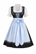 Dirndl Dress Set Three-Piece with Blouse and Apron Front Lace-Up Bodice