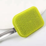 Dish Cleaning Brush Silicone Scrubber Stainless Steel Handle