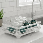 Dish Drainer Stainless Steel Space-Saving Non-Slip Feet