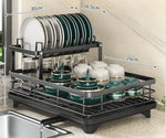 Dish Drainer Stainless Steel Space-Saving Non-Slip Feet