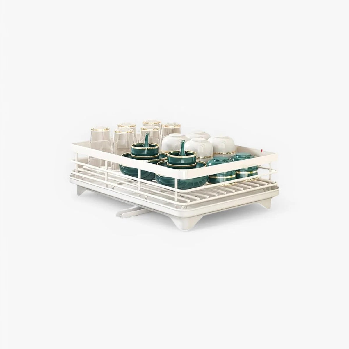 Dish Drainer Stainless Steel Space-Saving Non-Slip Feet