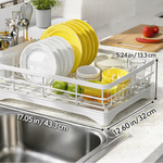 Dish Drying Rack Coated Metal Integrated Cutlery Holder Compact Design