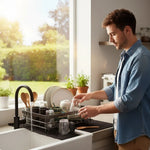 Dish Drying Rack Foldable Stainless Steel Space-Saving Design