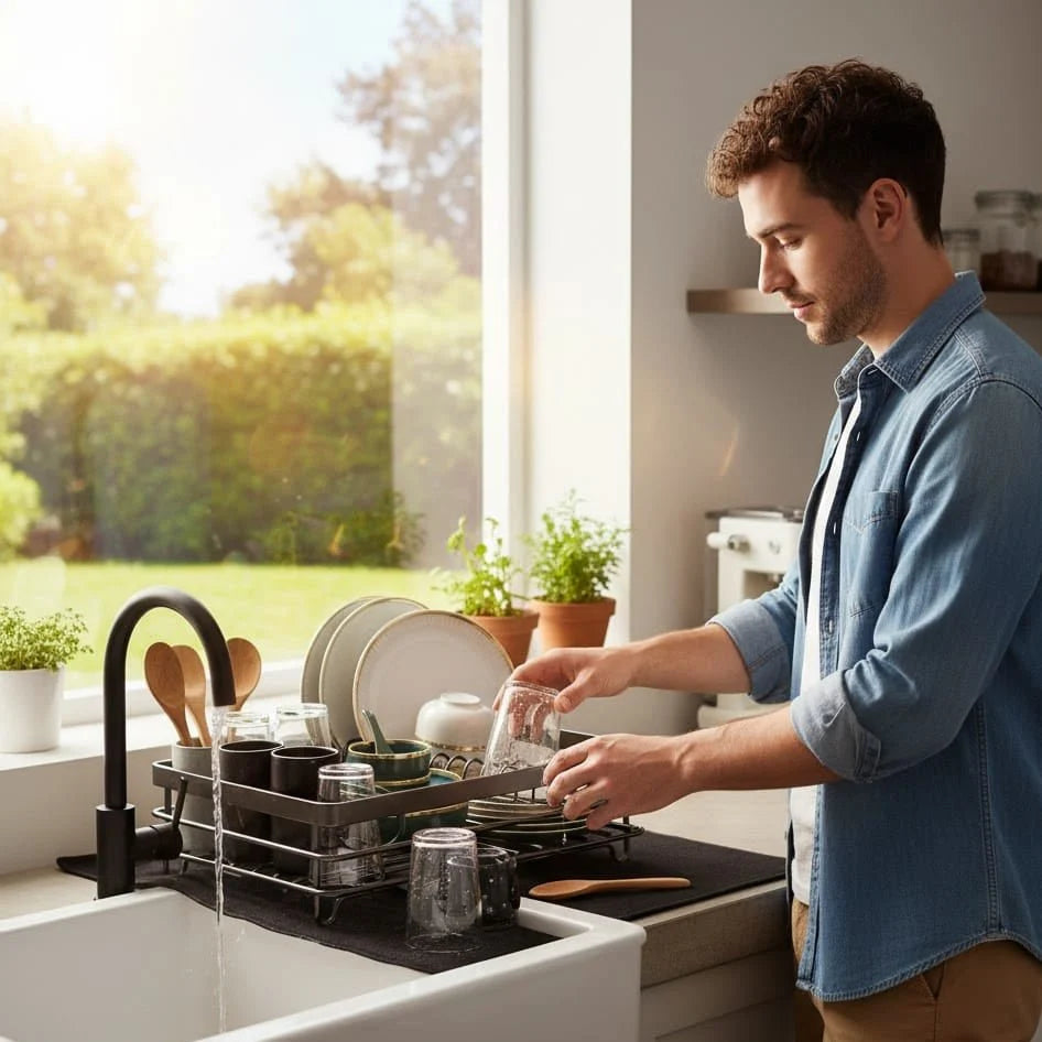 Dish Drying Rack Foldable Stainless Steel Space-Saving Design