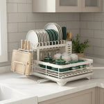 Dish Drying Rack Foldable Stainless Steel Space-Saving Design