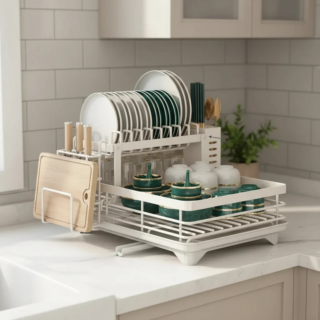 Dish Drying Rack Foldable Stainless Steel Space-Saving Design