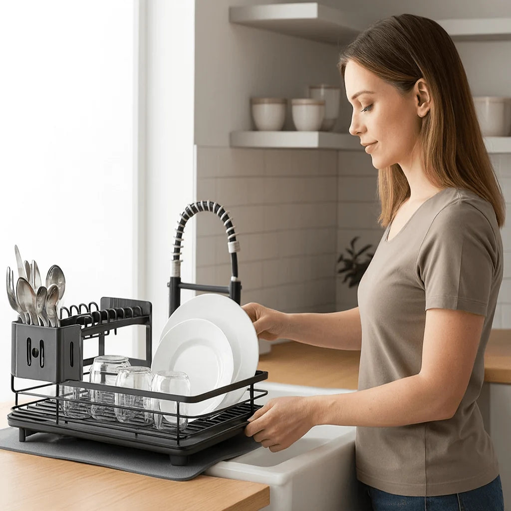 Dish Drying Rack Foldable Stainless Steel Space-Saving Design
