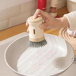 Dishwashing Brush Built-In Soap Dispenser Ergonomic Handle Hanging Storage
