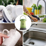 Dishwashing Brush Built-In Soap Dispenser Ergonomic Handle Hanging Storage