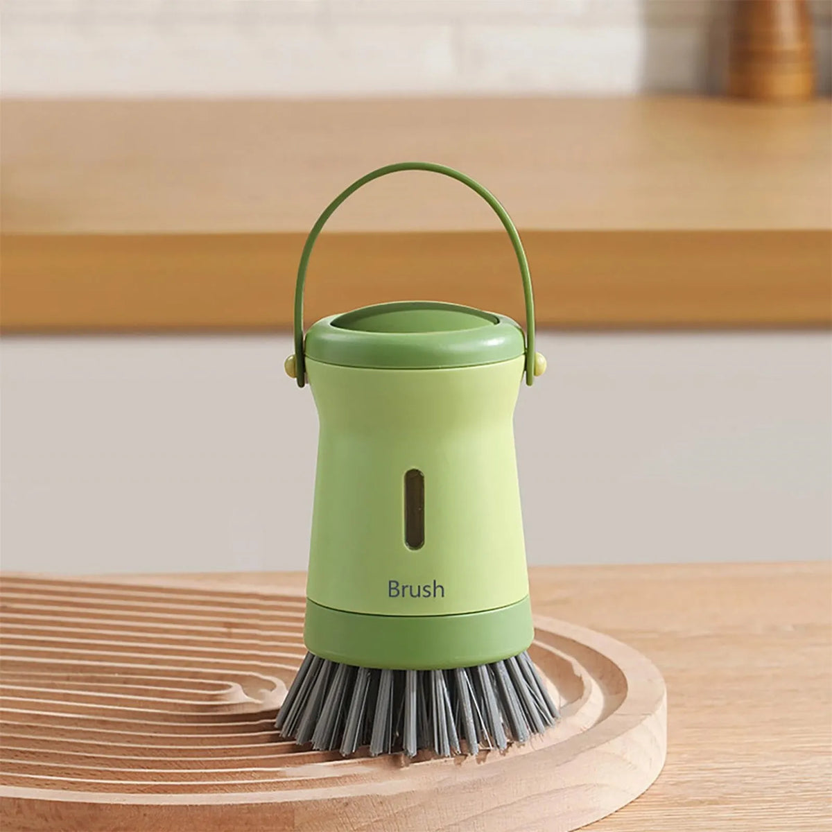 Dishwashing Brush Built-In Soap Dispenser Ergonomic Handle Hanging Storage