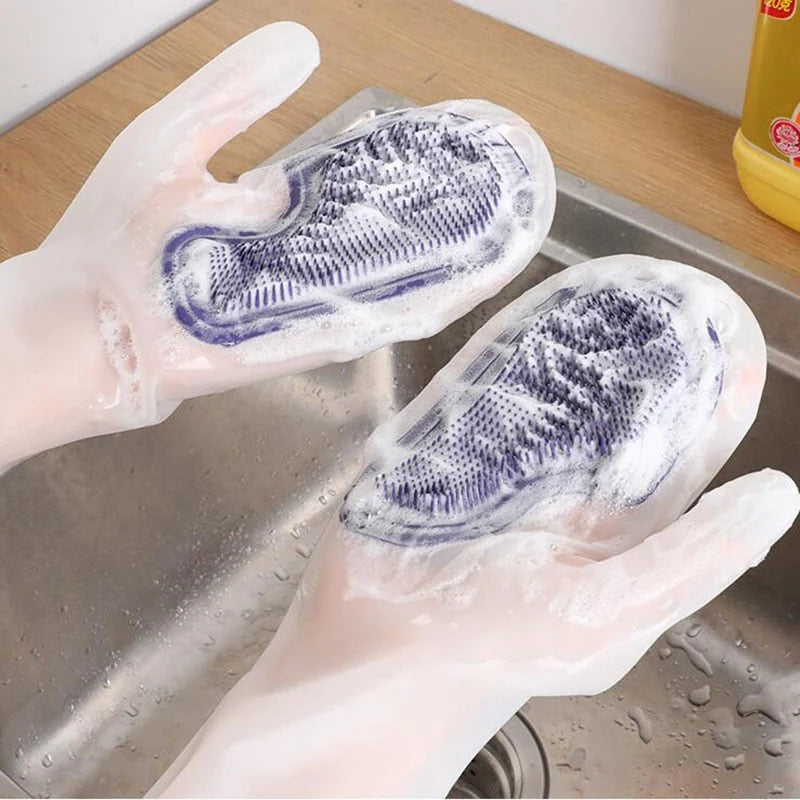 Dishwashing Gloves Dense Soft Brush Non-Slip Grip