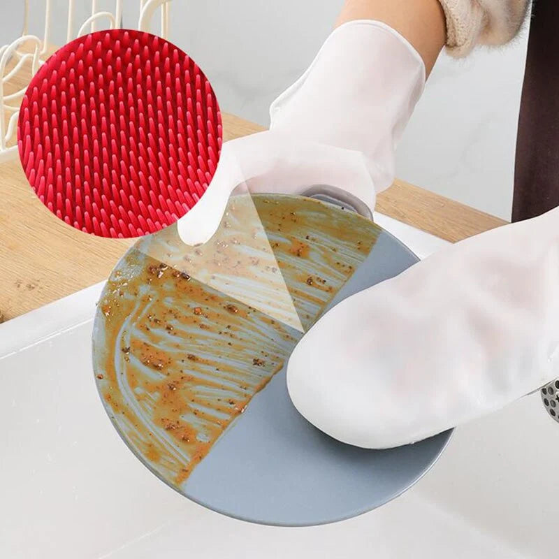 Dishwashing Gloves Dense Soft Brush Non-Slip Grip