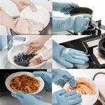 Dishwashing Gloves Silicone Built-In Scrubbers Non-Slip Grip