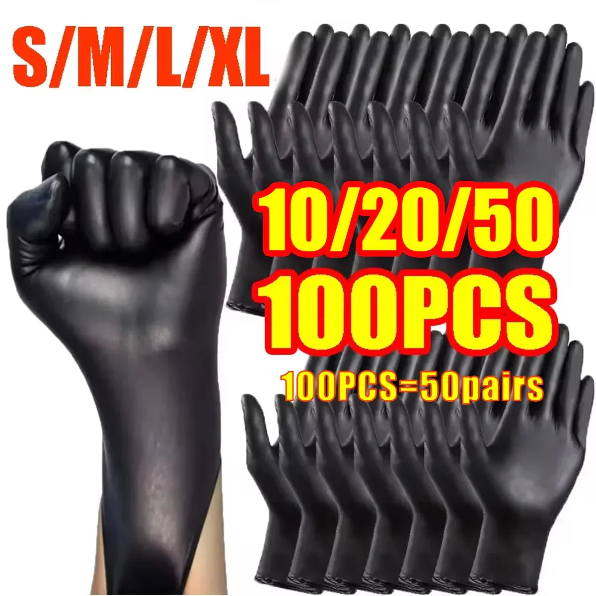 Disposable Gloves Matte Black Textured Grip Powder-Free
