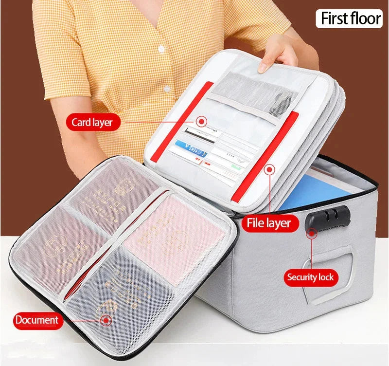Document Organizer Bag Oxford Fabric Locking Large Capacity
