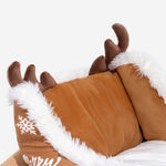 Dog Bed Christmas Sleigh Design Plush Faux Fur Non-Slip