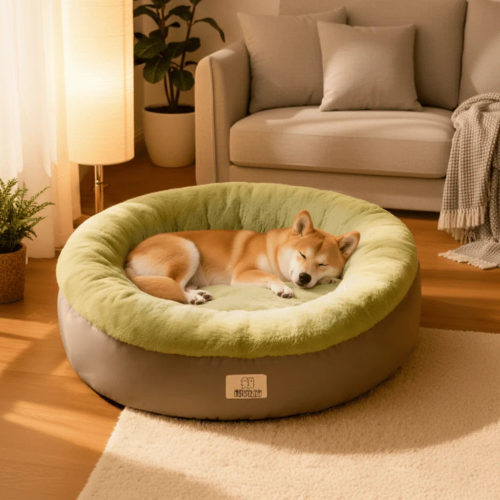 Dog Bed Donut Arctic Fleece Non-Slip Bottom
