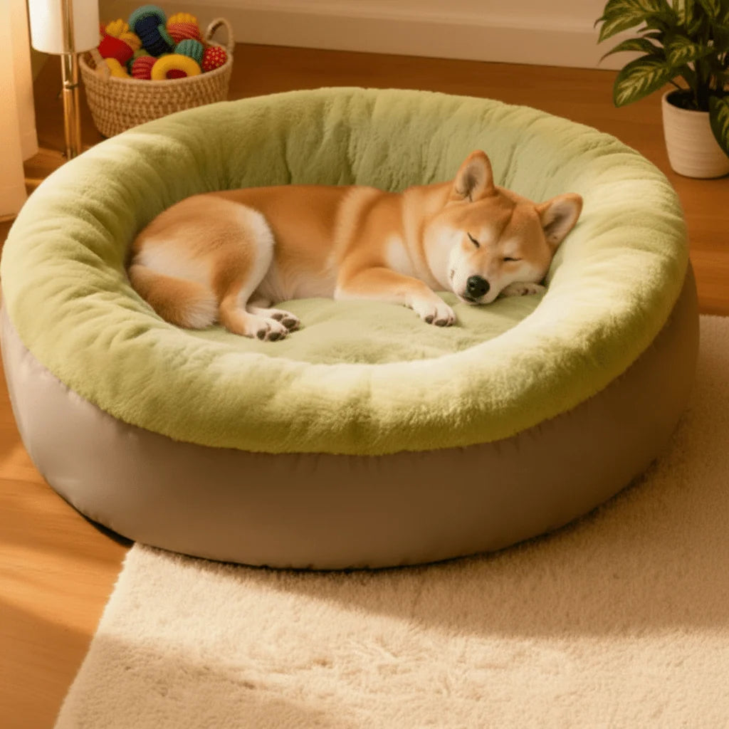 Dog Bed Donut Arctic Fleece Non-Slip Bottom
