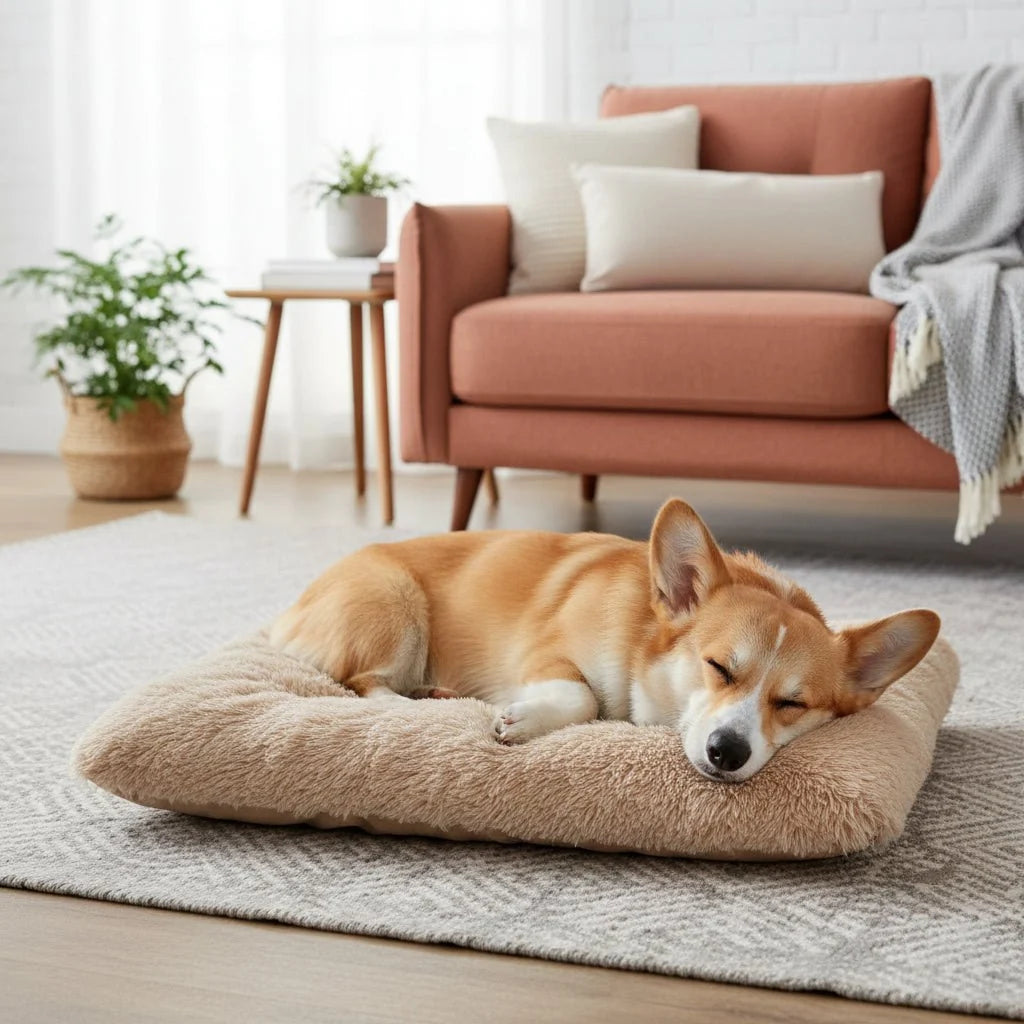 Dog Bed Orthopedic Foam Waterproof Lining Removable Faux Fur Cover