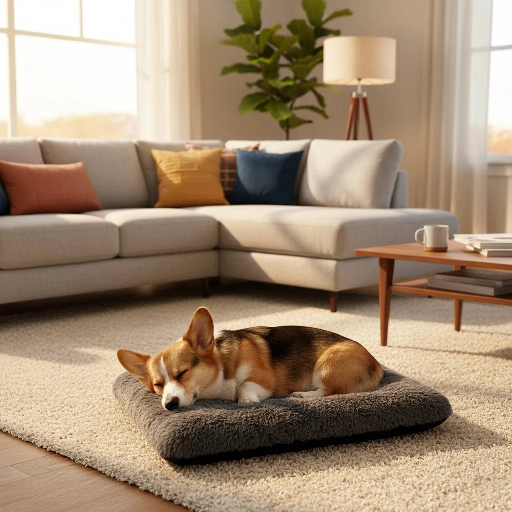 Dog Bed Orthopedic Foam Waterproof Lining Removable Faux Fur Cover