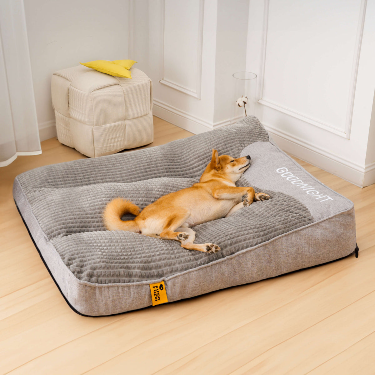 Dog Bed Orthopedic Raised Headrest Removable Washable Cover