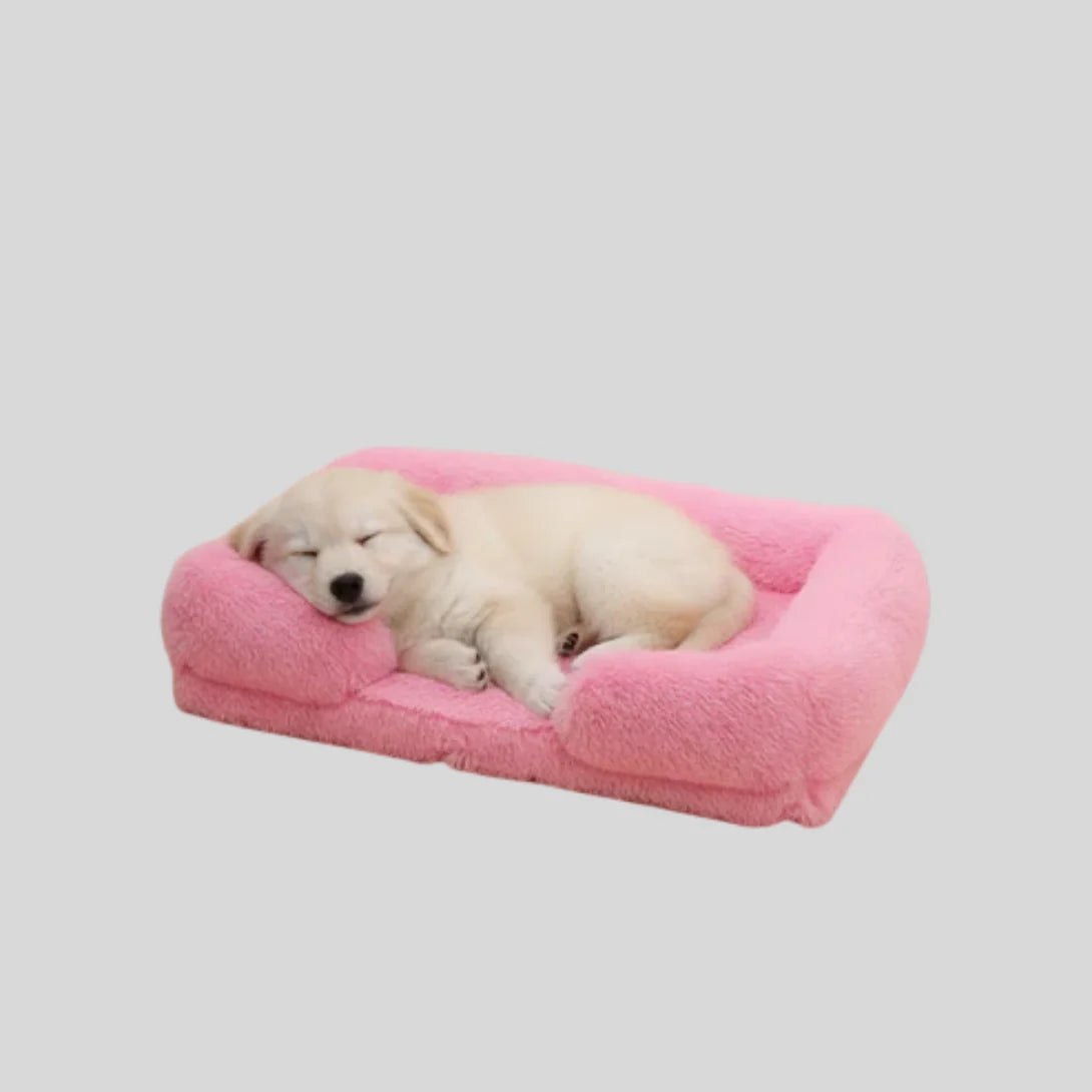 Dog Bed Plush Padded Raised Sides Removable Machine-Washable Cover