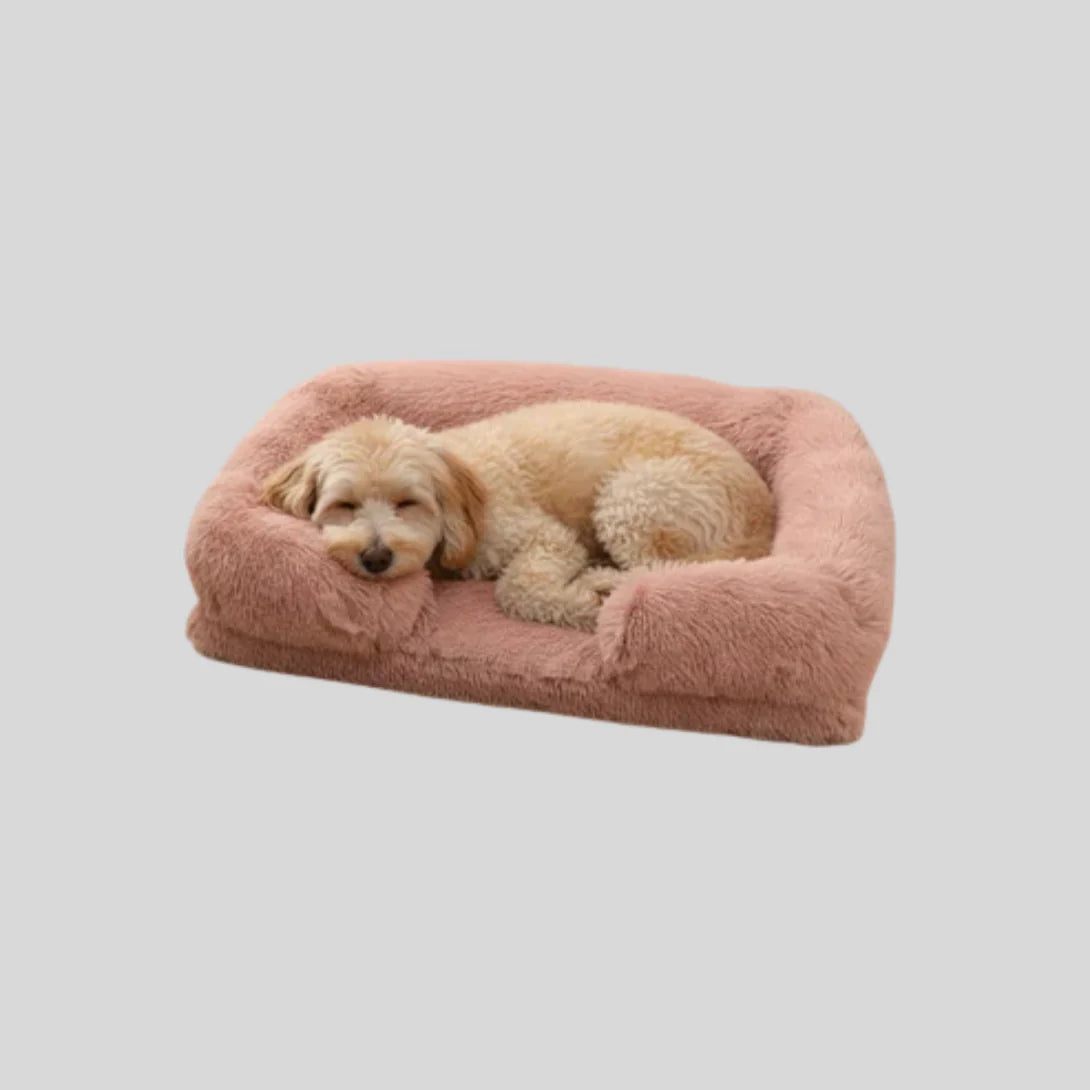 Dog Bed Plush Padded Raised Sides Removable Machine-Washable Cover