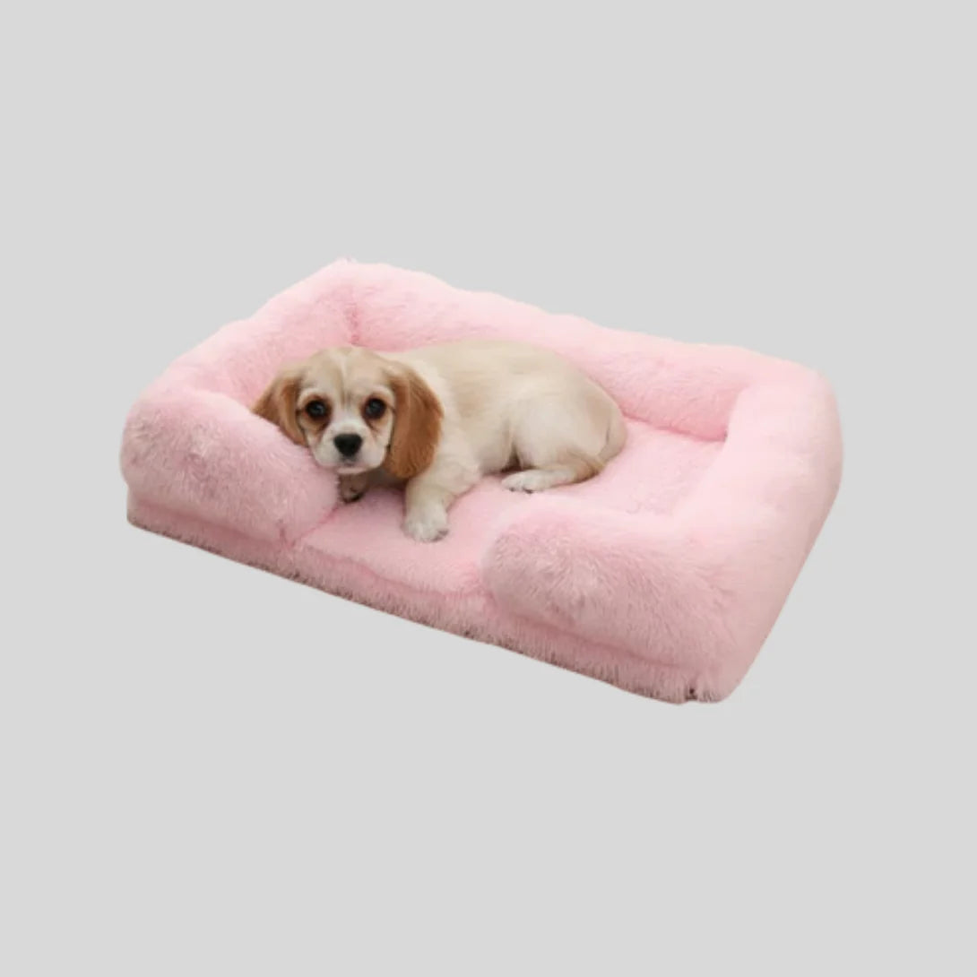Dog Bed Plush Padded Raised Sides Removable Machine-Washable Cover
