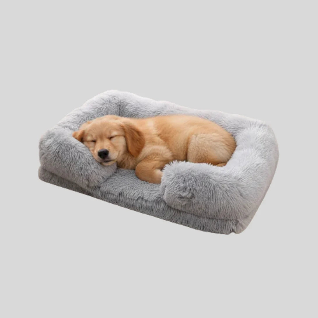 Dog Bed Plush Padded Raised Sides Removable Machine-Washable Cover