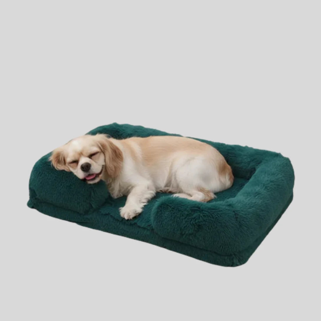 Dog Bed Plush Padded Raised Sides Removable Machine-Washable Cover