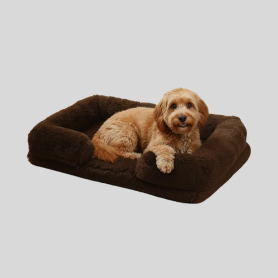 Dog Bed Plush Padded Raised Sides Removable Machine-Washable Cover