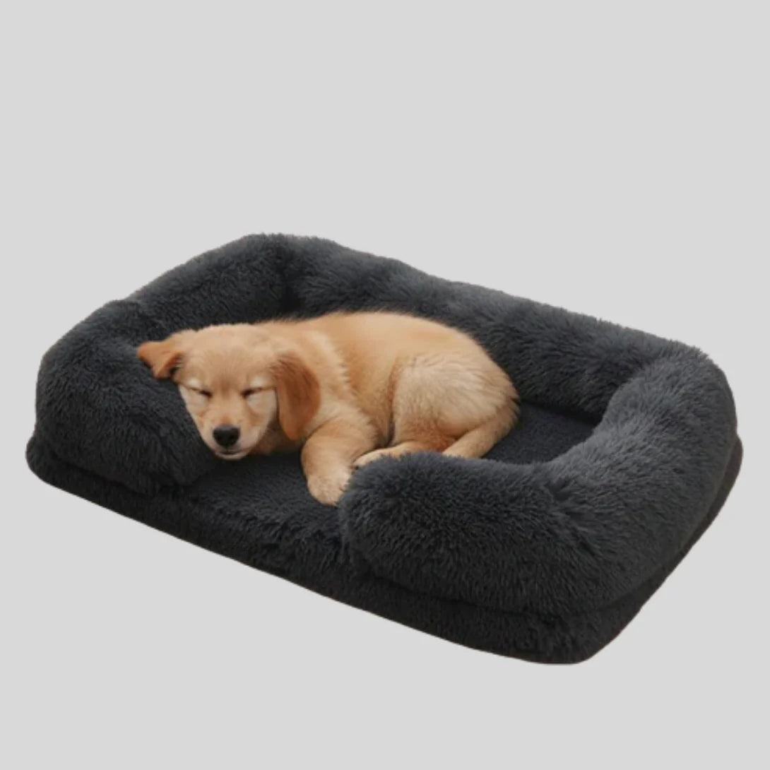 Dog Bed Plush Padded Raised Sides Removable Machine-Washable Cover