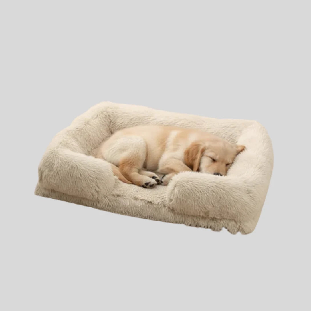 Dog Bed Plush Padded Raised Sides Removable Machine-Washable Cover