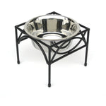 Dog Bowl Set Elevated Wrought Iron Stand Stainless Steel Bowl