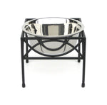 Dog Bowl Set Elevated Wrought Iron Stand Stainless Steel Bowl