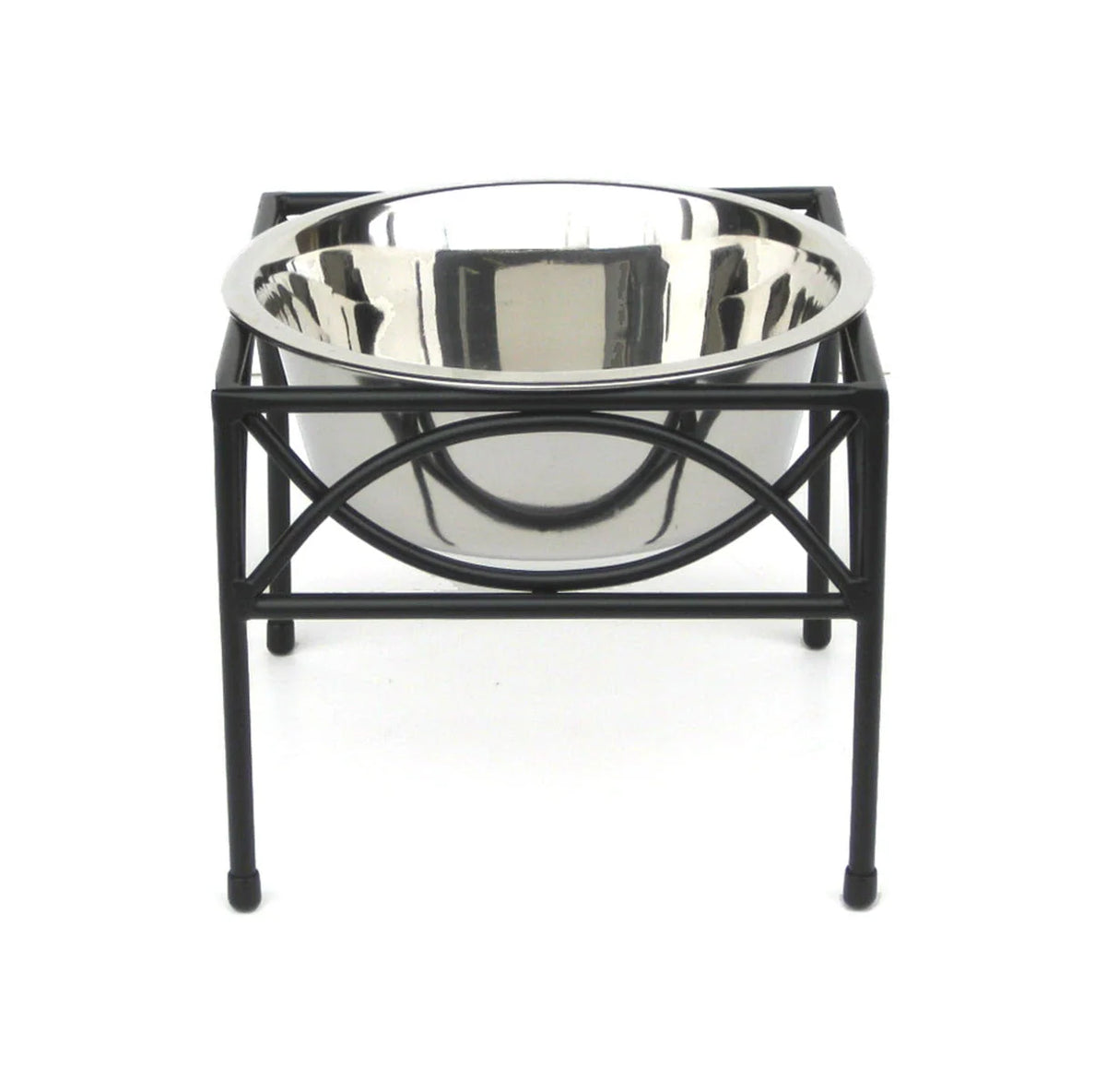 Dog Bowl Set Elevated Wrought Iron Stand Stainless Steel Bowl
