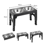 Dog Bowl Stand Adjustable Height Angled Stainless Steel Bowls