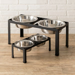 Dog Bowl Stand Elevated Double Stainless Steel Bowls Non-Skid