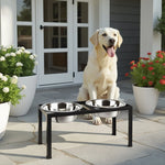 Dog Bowl Stand Elevated Double Stainless Steel Bowls Non-Skid