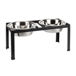 Dog Bowl Stand Elevated Double Stainless Steel Bowls Non-Skid