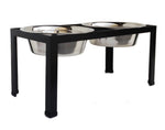 Dog Bowl Stand Elevated Double Stainless Steel Bowls Non-Skid