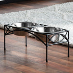 Dog Bowl Stand Elevated Double Stainless Steel Bowls Non-Slip