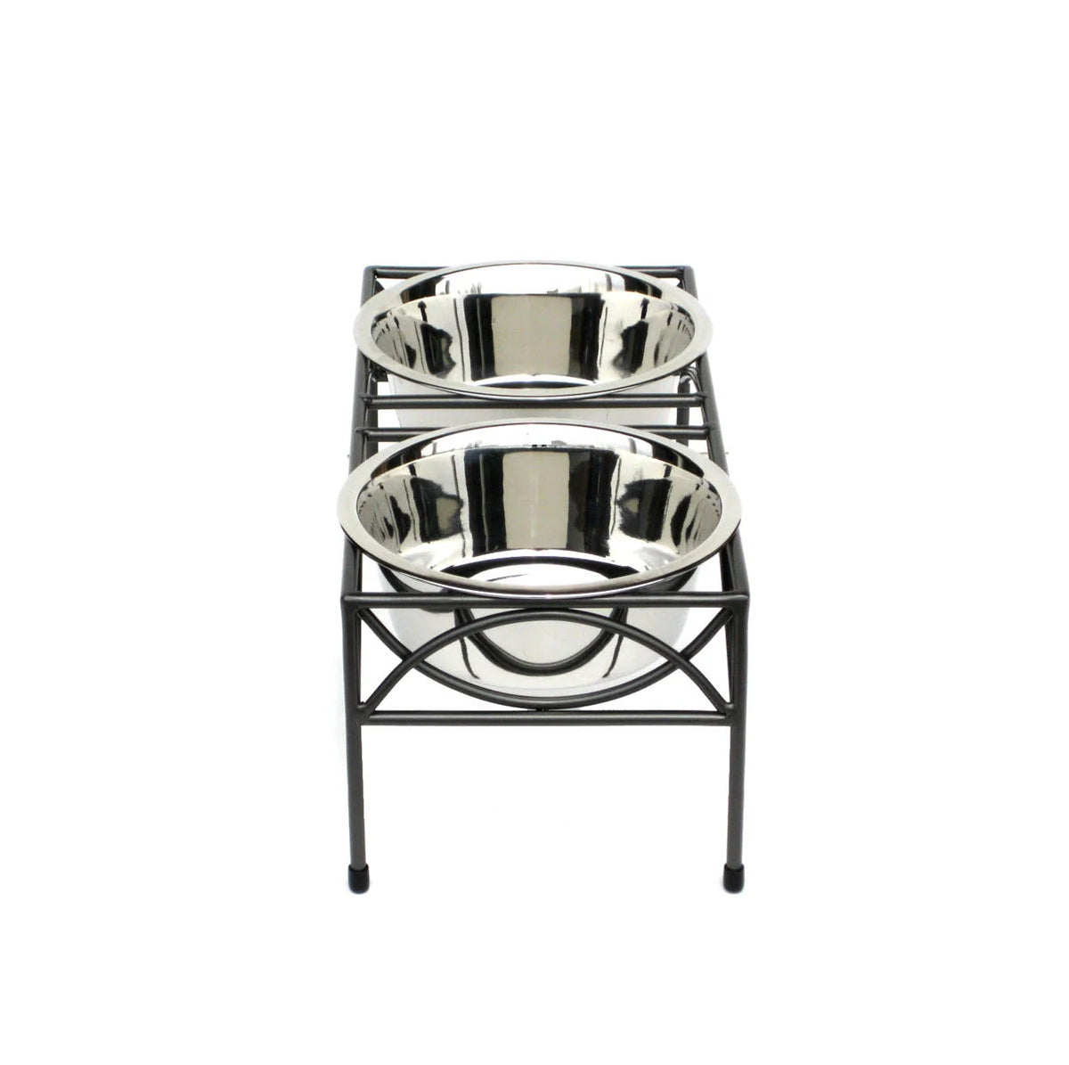Dog Bowl Stand Elevated Double Stainless Steel Bowls Non-Slip