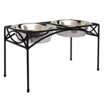 Dog Bowl Stand Elevated Double Stainless Steel Bowls Non-Slip